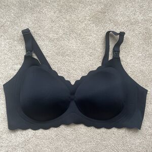 MomCozy Nursing Bra 3XL Plus Black Wireless Seamless Maternity Scalloped Edge